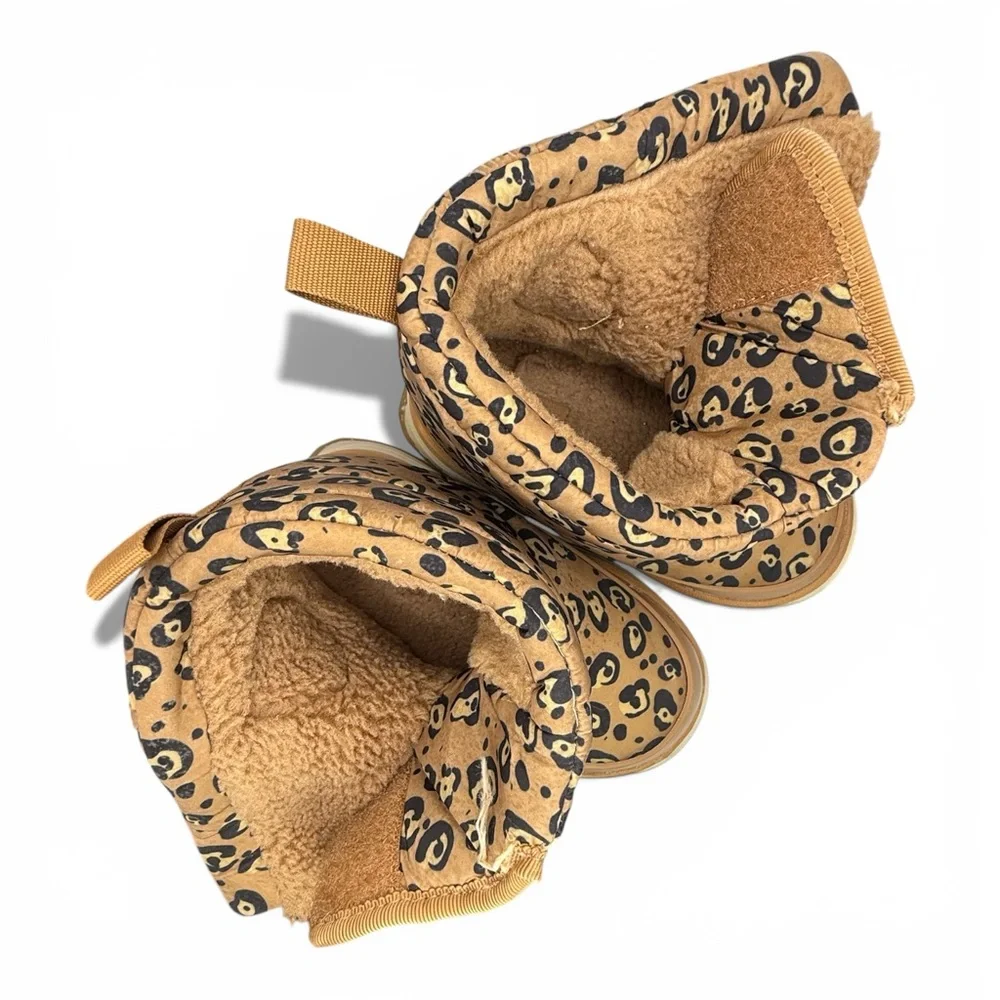 ZARA Toddler Leopard‎ Print Winter Boots Size EU 24 Brown Snow Boots